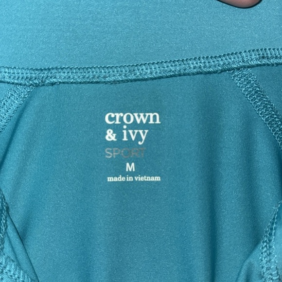 Crown & Ivy Sport Blue Quarter Zip Pullover Scallop Cuff Women’s Medium - Picture 8 of 10